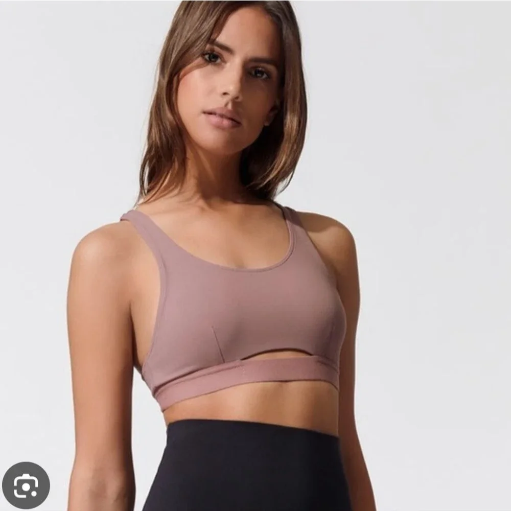Alo Yoga Moonlit Sports Bra Keyhole Women's Mauve Pink Dusty Rose Quartz S Small